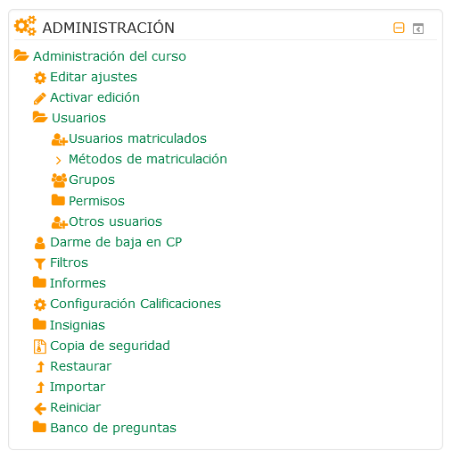 Bloque de administración, usuarios, versión 3.5