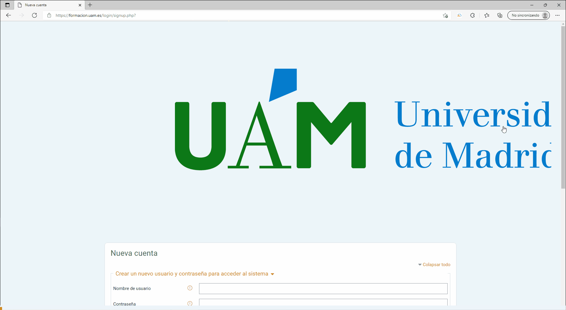 Introducir datos nueva cuenta