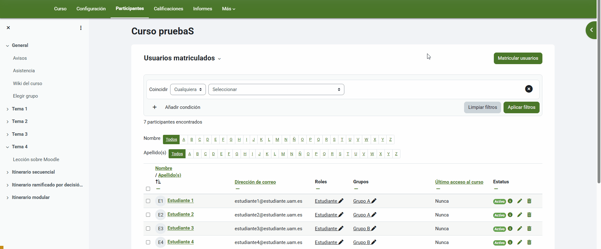 Matricular como oyente