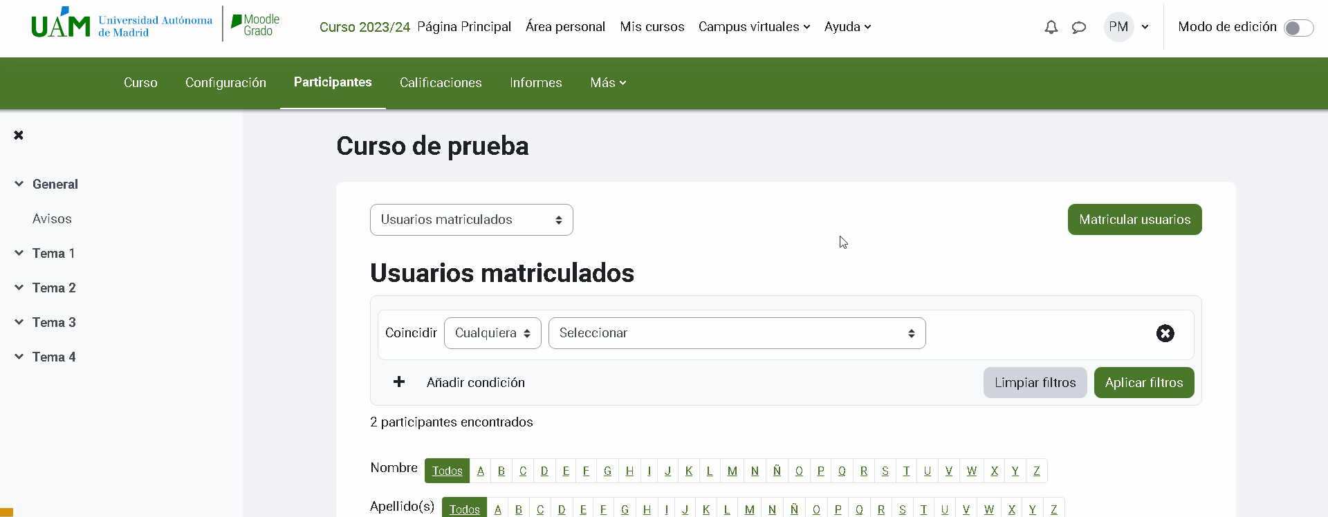 Desmatricular a mano