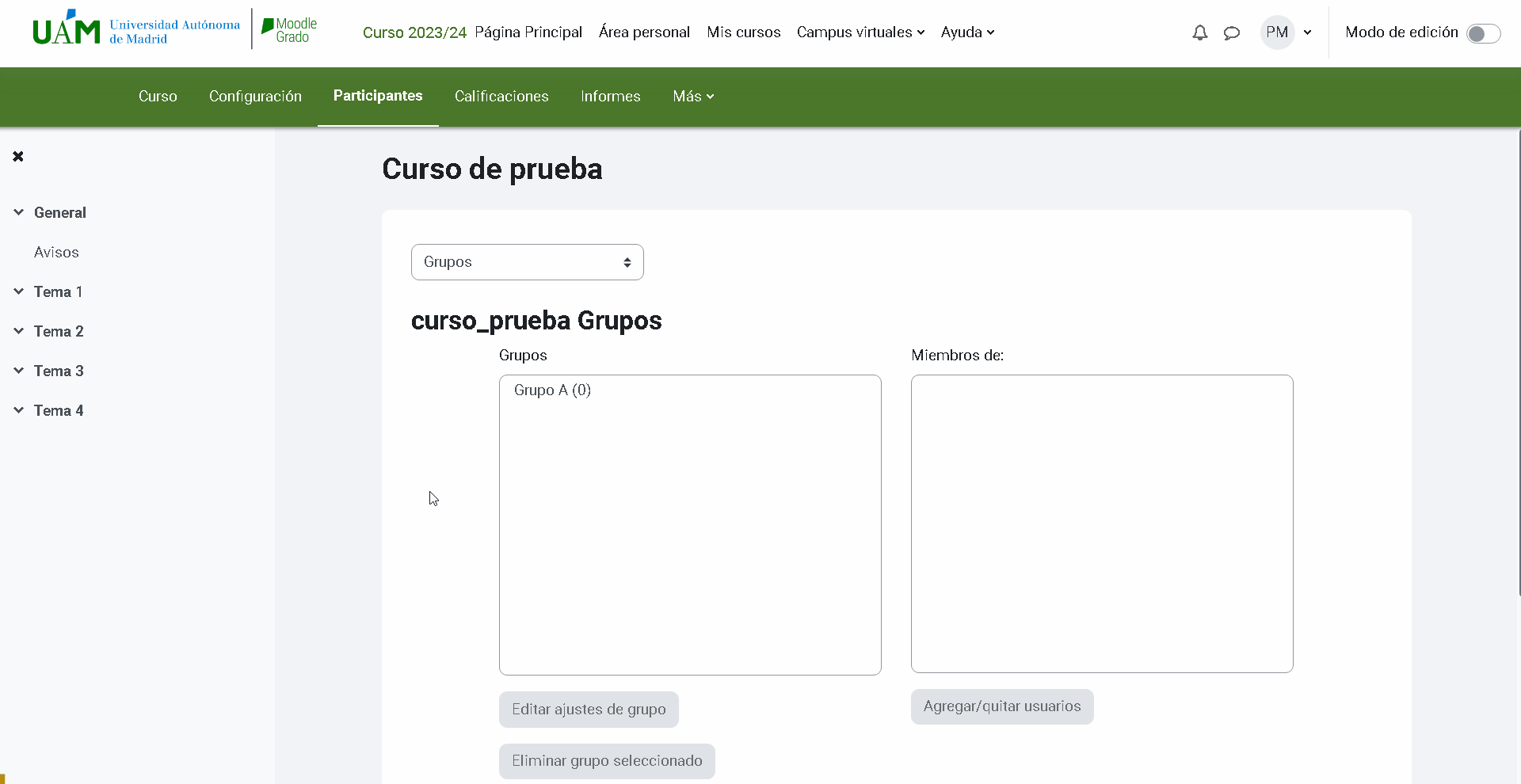 Agregar estudiantes a un grupo en Moodle