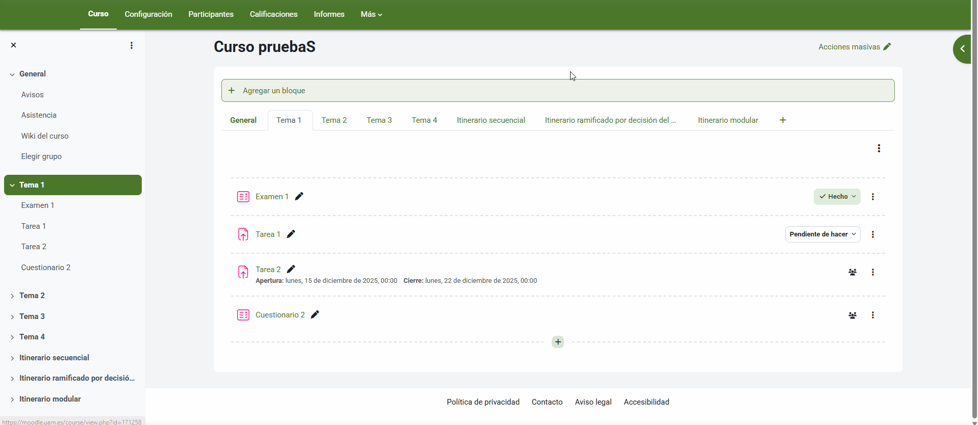 Cómo añadir un Área de texto y medios en Moodle
