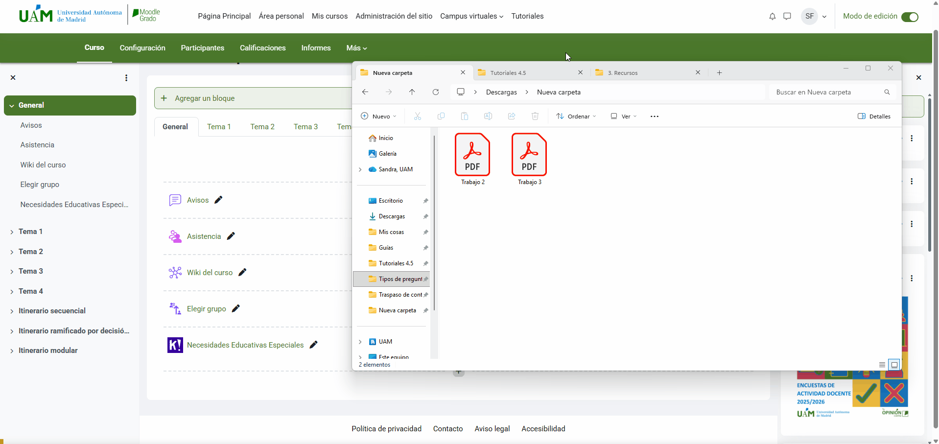 Arrastrar un archivo ZIP para crear una carpeta en Moodle