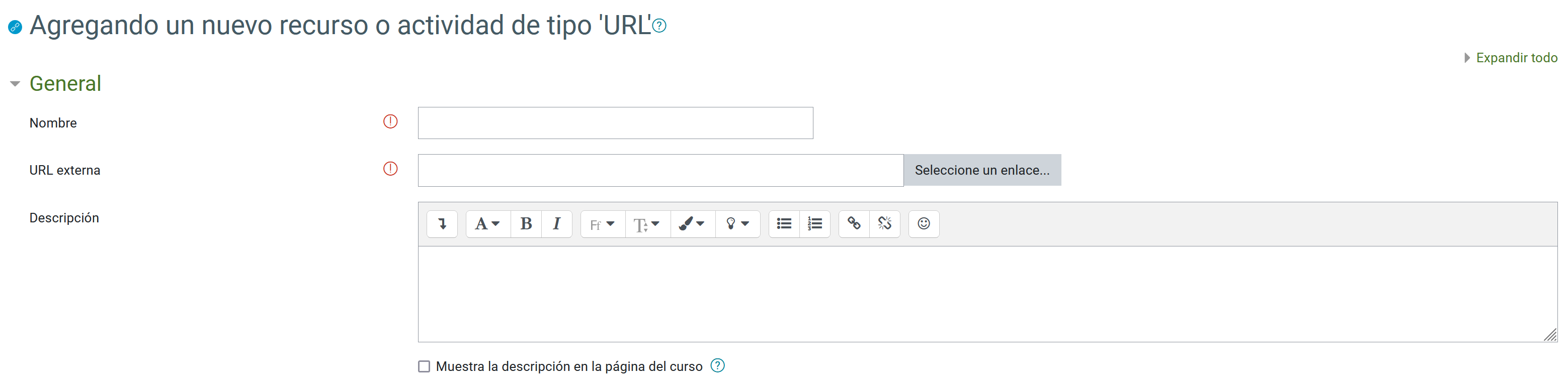 Datos a añadir en un recurso URL