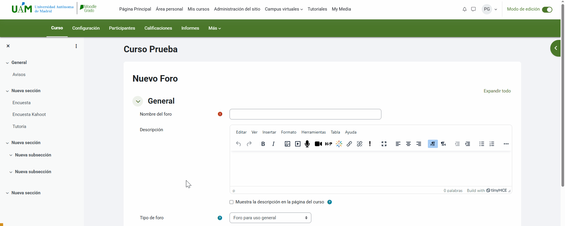 Configurar un foro