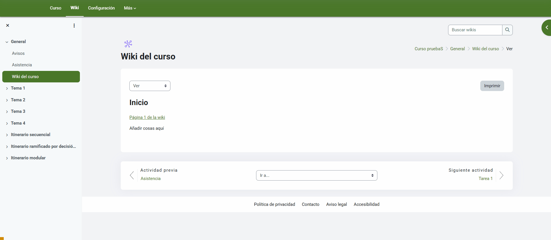 Buscar una página mediante palabras clave en la wiki