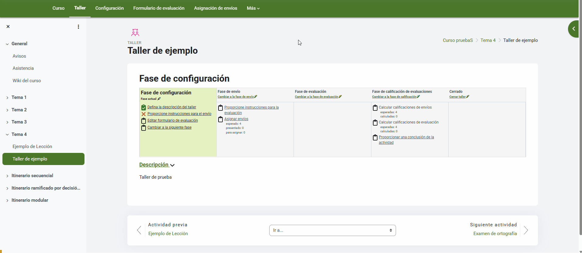 Formulario de evaluación para un taller (calificación acumulativa y comentarios)