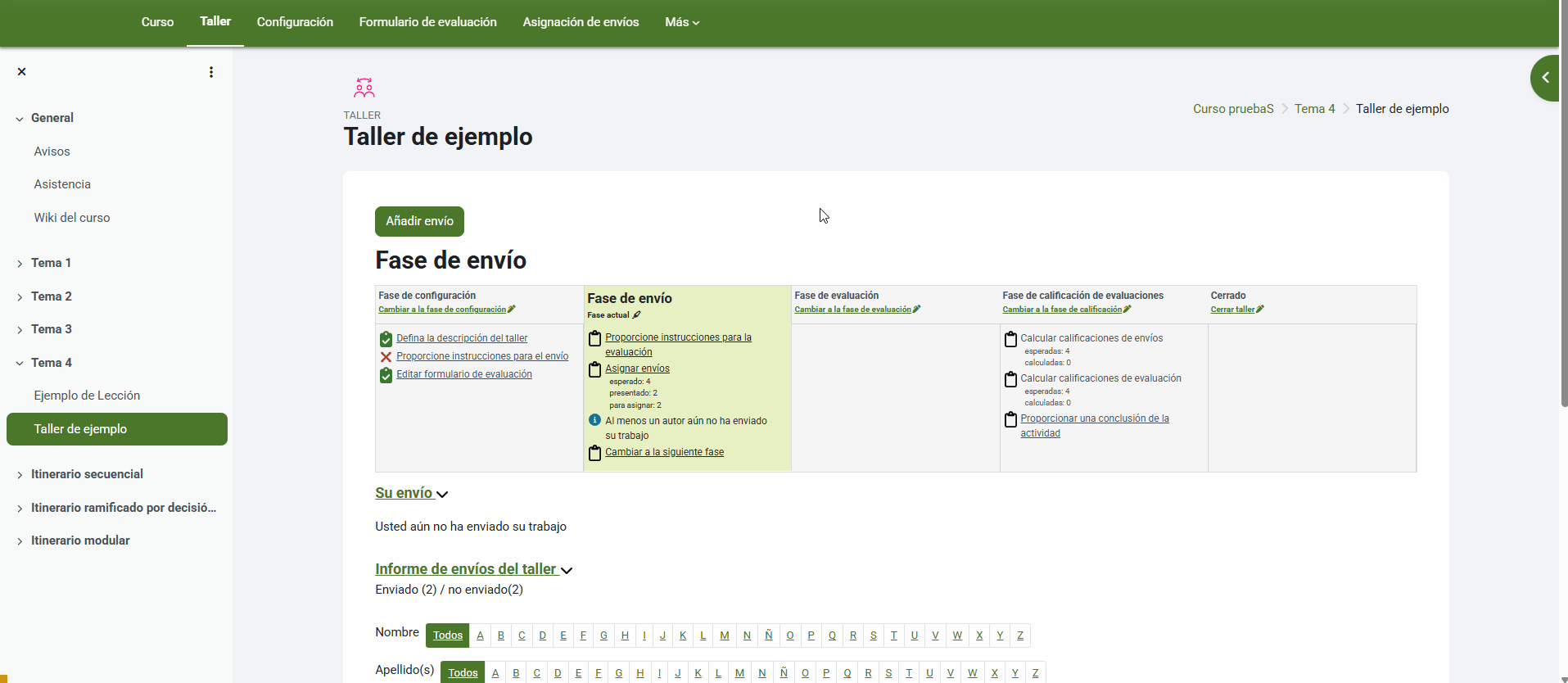 Asignación aleatoria de envíos y evaluadores en el taller