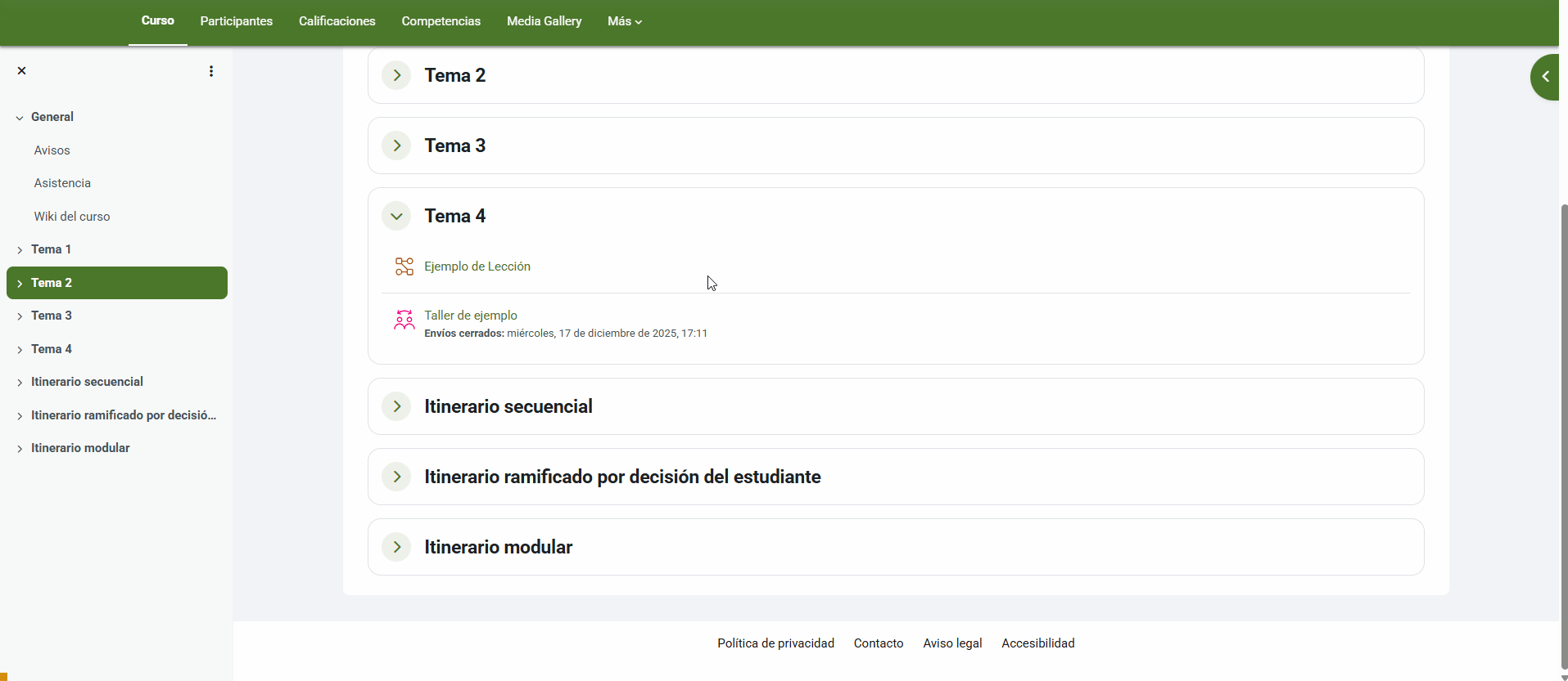 Vista de un estudiante evaluando en un taller