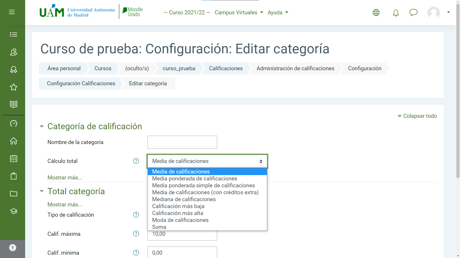 Tipo de calificación