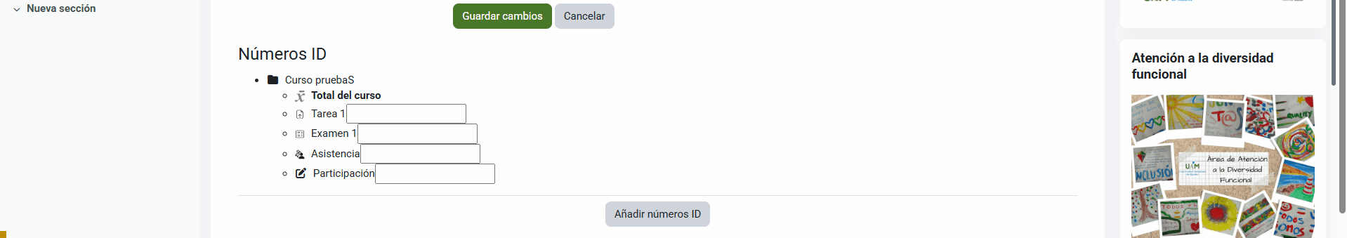 Asigna un identificador a cada ítem evaluable