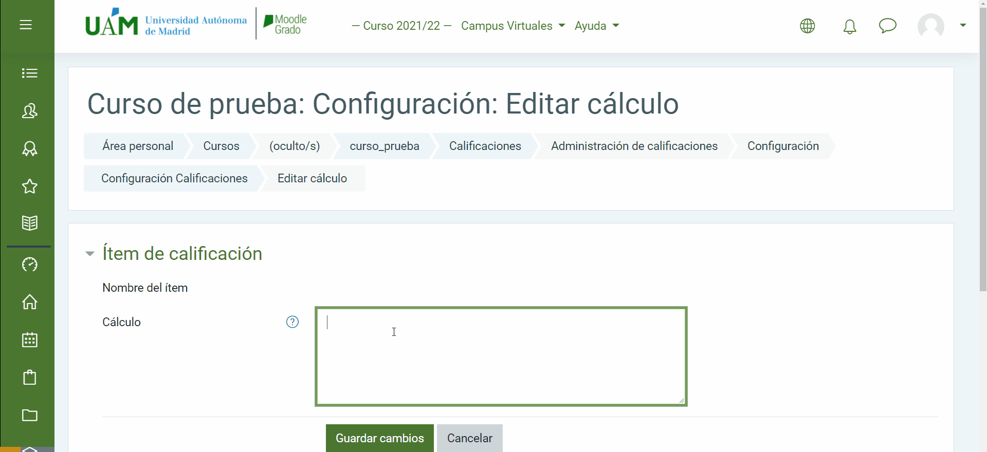 Cálculo mediante fórmula