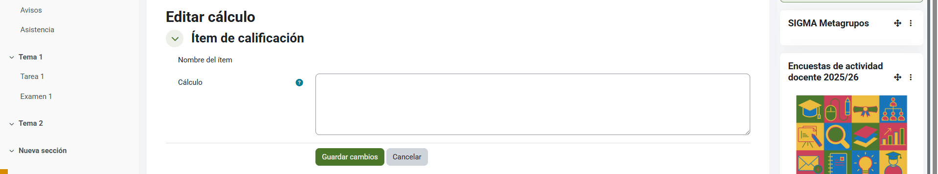 Introduce una fórmula de suma simple en el cuadro de texto de Cálculo