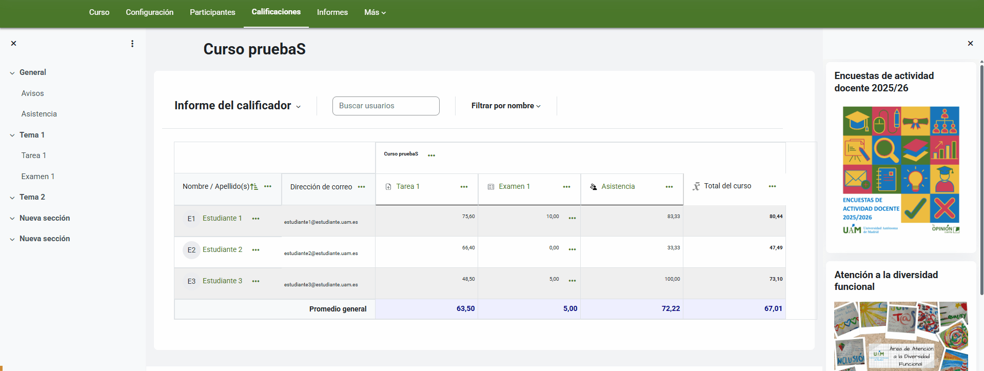 Desde "Configuración calificaciones", pulsa en "Añadir" y añade un ítem de calificación manual