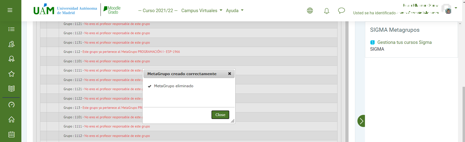Eliminar un metagrupo