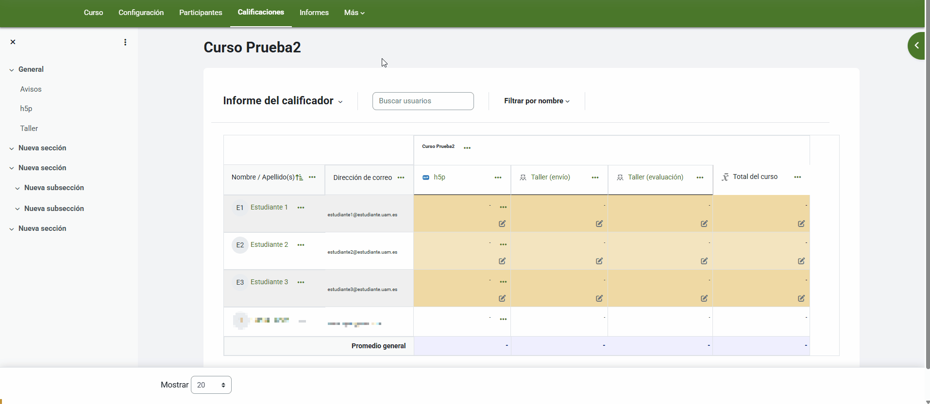 Subir calificaciones al curso mediante un CSV