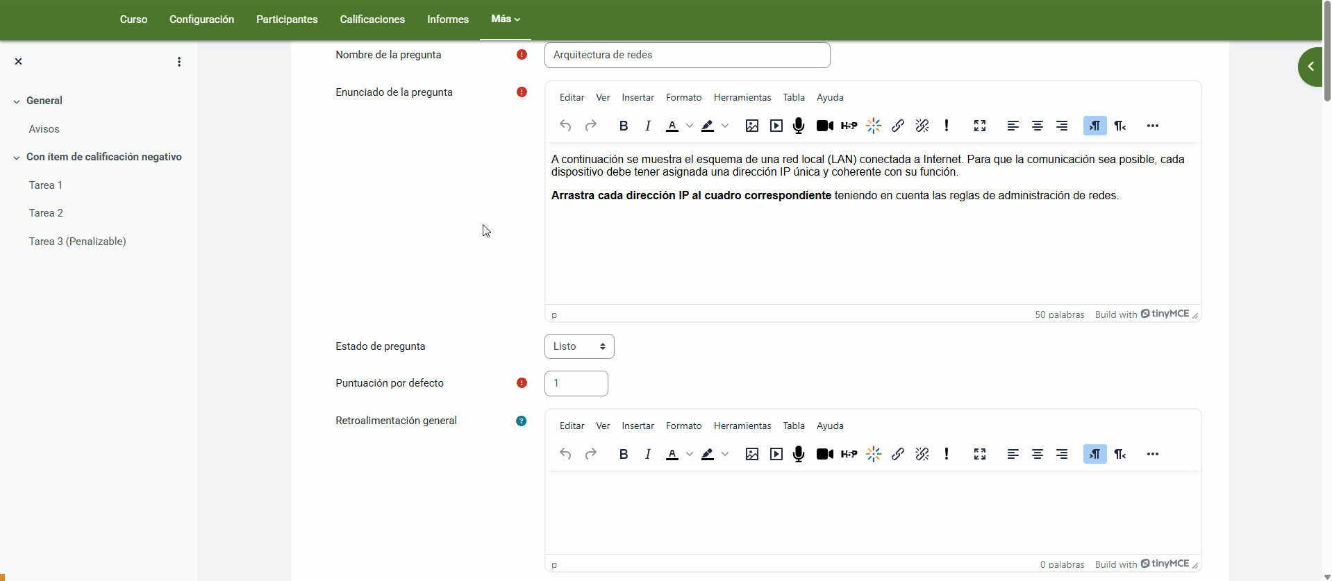 Configuración de una pregunta tipo Arrastrar y soltar sobre una imagen