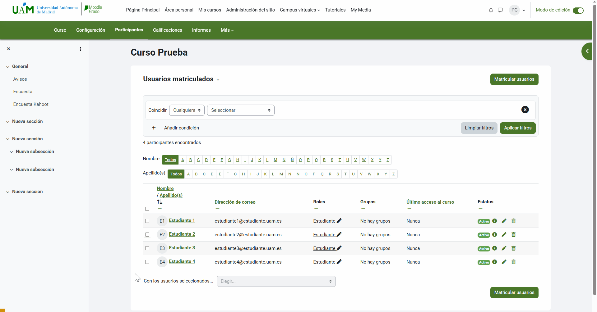 Seleccionar destinatarios