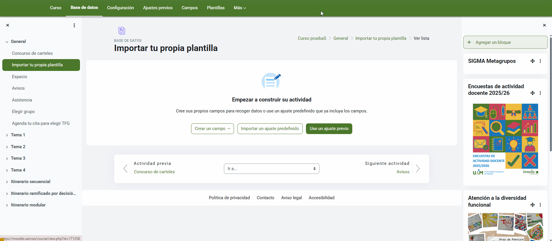 Cómo importar una plantilla en una base de datos de Moodle