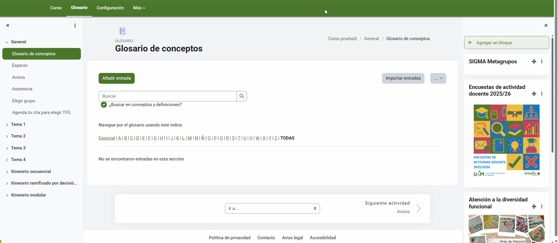 Cómo agregar una entrada al glosario